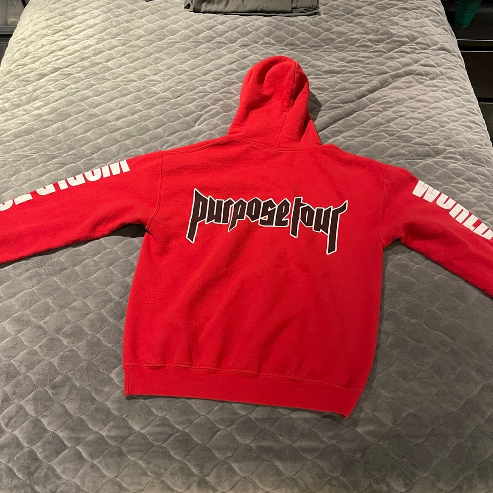 Justin Bieber red Purpose tour sweatshirt